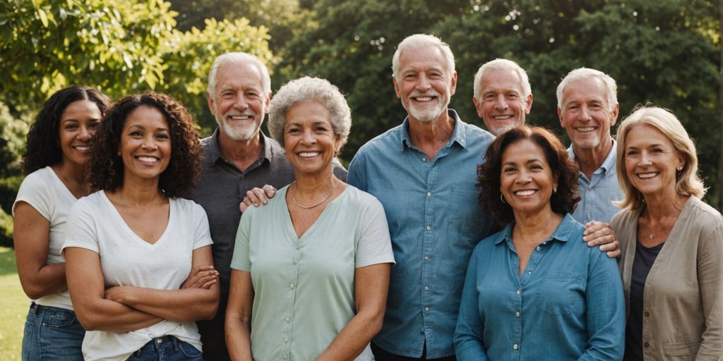 Diverse group of confident people outdoors