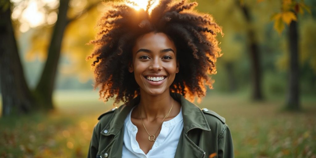 Confident person smiling in nature